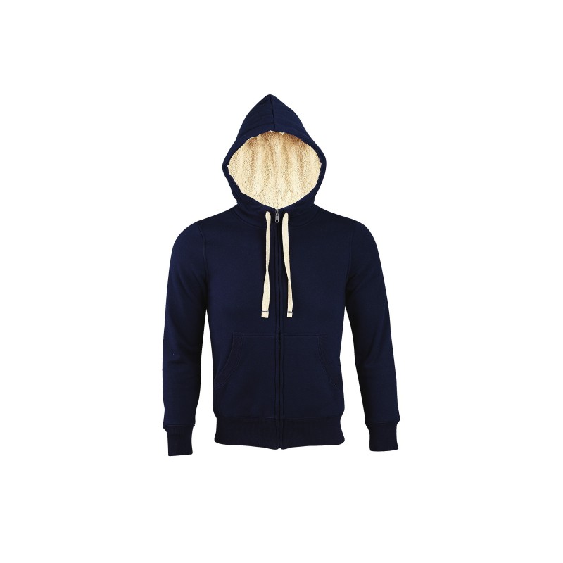 Sweat zippé à capuche Molletonné Bleu Marine