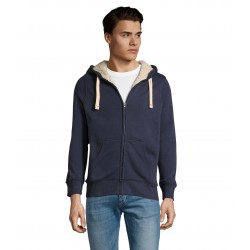 Sweat zippé à capuche Molletonné Bleu Marine
